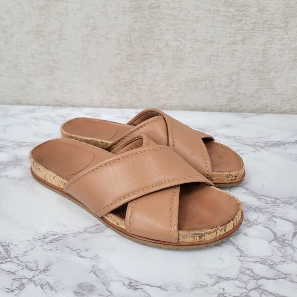 Stuart Weitzman Shoes - Stuart Weitzman Tan Leather Slide Sandals